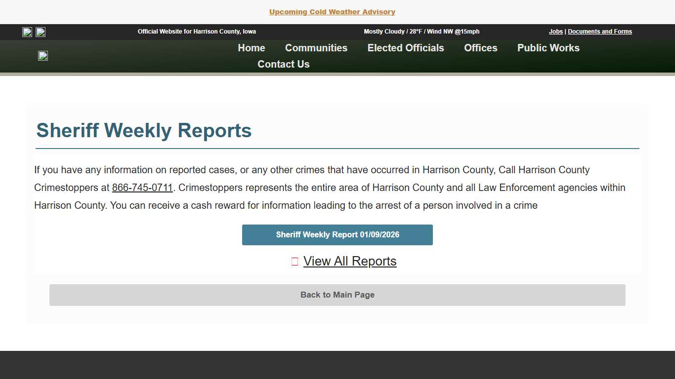 Sheriffs Weekly Reports - Harrison County, Iowa